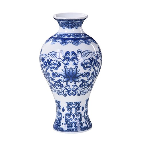 Blaue und Weiße Porzellanvasen, Keramik Blumenvasen Dekorative Vase, Vintage Chinesische Wind Blau-Weißen Porzellan Vase Glasur Porzellanvasen Art Vase für Blumenmalerei, Heimtextilien (E) von DZAY