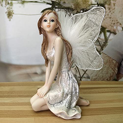 Blumenfee Fairy Statue Engel Figuren,Fairy Garten Feen Figuren Blumen-Feen Blumenfee Gartenstatue Feengarten Ornamente Feenhäuser Harz Statue Desktop Ornamente Dekor für Geschenke (D) von DZAY