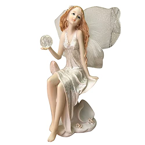 Blumenfee Fairy Statue Engel Figuren,Fairy Garten Feen Figuren Blumen-Feen Blumenfee Gartenstatue Feengarten Ornamente Feenhäuser Harz Statue Desktop Ornamente Dekor für Geschenke (F) von DZAY