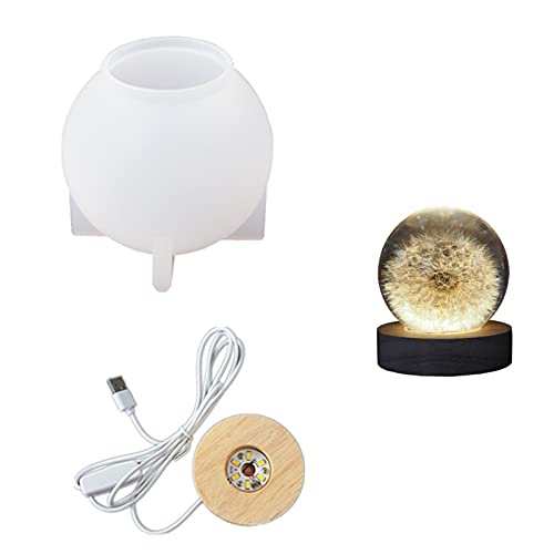 DIY Kugel Silikonformen mit Lampenfassung Silikon formen Epoxidharz Kugel Resin LED Lampe Epoxidharz Formen Runde Kugel Formen Basteln Gießform Kugel Epoxidharz for Kleine Tischlampe von DZAY