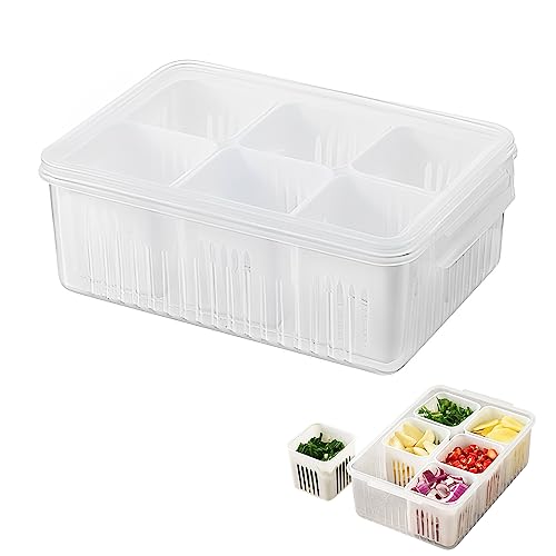 DZAY 6 In 1 Küche Scallion Aufbewahrungsbox, Aufbewahrungsbox Küche für Lebensmittel, Kühlschrank Food Lagerbehälter, Wiederverwendbare Küchen Organizer Box für Ingwer Knoblauch Zwiebeln von DZAY