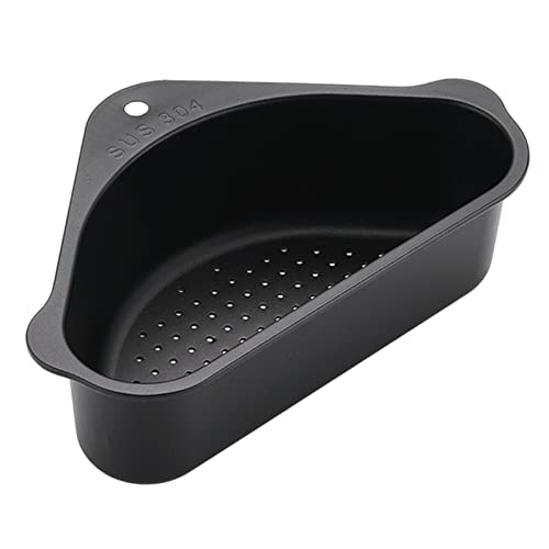 DZAY Abtropfsieb Spülbecken aus Edelstahl Spülbecken Organizer,Eck Abtropfhalter Ständer für Gemüse/Obst Küche Sieb Teesieb Waschbecken Filterablage mit Saugnapf (Schwarz) von DZAY