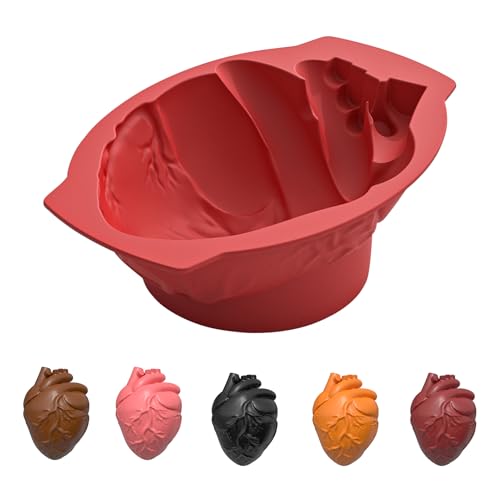 Halloween Silikonform Herz Backform Kuchen Silikon Form,DIY Schokolade Pudding Gehirn Motivbackformen Puddingformen,Gehirn Puddingform für Organ Fudge Pudding Mould Silikon Form (Herz) von DZAY