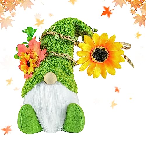 DZAY Herbst Dekoration Wichtel Figuren mit Ahornblatt Sonnenblume,Herbst Wichtel Plüsch GNOME mit Leuchtenden Zwerges Erntedankfest Dekoration Ornamente für Herbst Halloween Thanksgiving Dekorationen von DZAY