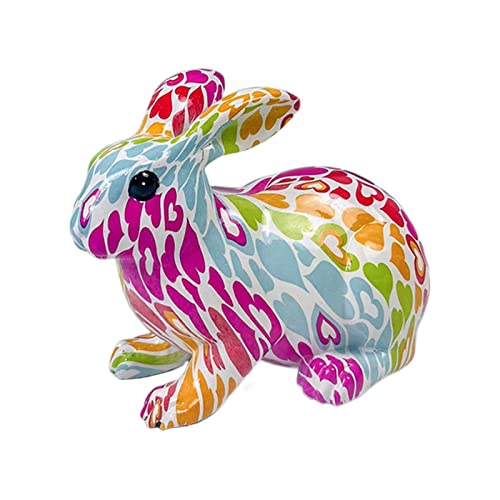 DZAY Ostern Bunte Hase Statue Figuren Skulptur Tier Statue,Mehrfarbig Skulpturen Hase Figuren Dekoration aus Harz Kaninchen Statue Dekofigur Kaninchen Figuren Wohnkultur Osterhasen Figuren von DZAY