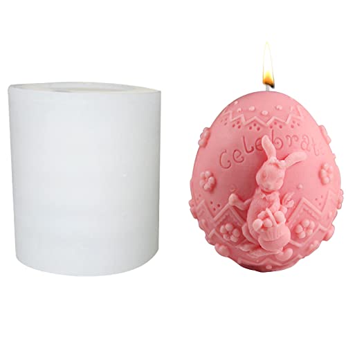 DZAY Ostern Ei Kerzenform mit 3D Hase Figuren Silikonform Ostern,3D Ei Cartoon Hase Kerze Silikonform Seifenform,Ostern Kaninchen Silikonform für Herstellung Duftkerze Seife Ostern Tischdekoration DZAY Ostern Ei Kerzenform mit 3D Hase Figuren Silikonform Ostern,3D Ei Cartoon Hase Kerze Silikonform Seifenform,Ostern Kaninchen Silikonform für Herstellung Duftkerze Seife Ostern Tischdekoration von DZAY