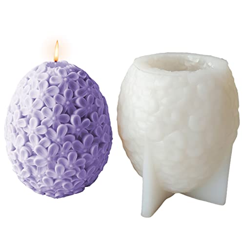 DZAY Ostern Ei Kerzenform mit 3D Hase Figuren Silikonform Ostern,3D Ei Cartoon Hase Kerze Silikonform Seifenform,Ostern Kaninchen Silikonform für Herstellung Duftkerze Seife Ostern Tischdekoration von DZAY