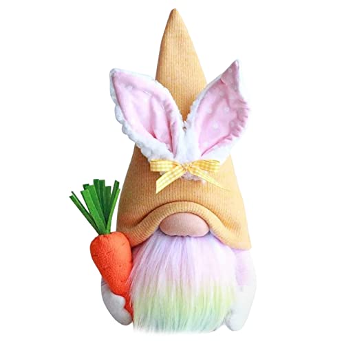 DZAY Osterngeschenke Osterhasen GNOME Tischzwerge Puppe Dekorationsfigur GNOME Figuren mit Blume Osterwichtel Frühlingsdeko Plüsch Dekorationen Oster Geschenk für Home Wohnzimmer Kaninchenzwerge (02) von DZAY