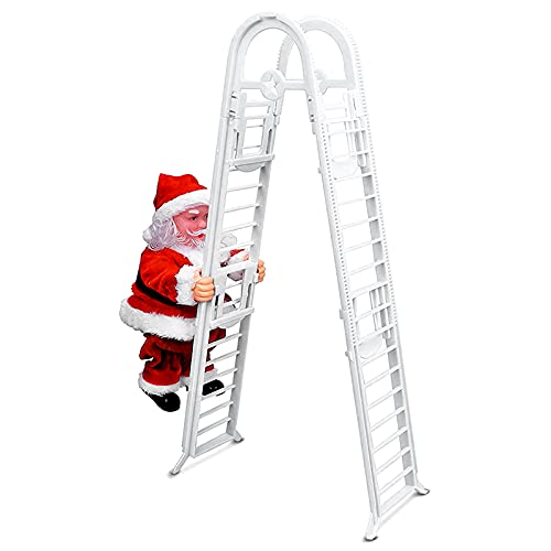 Elektrische Weihnachtsmann Klettern Leiter,Santa Claus Climbing Ladder on Ladder Weihnachtsmann Auf Leiter Kletternder,Elektrischer singender kletternder Weihnachtsmann Leiter für Weihnachten (A) von DZAY