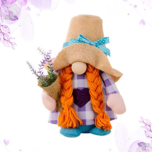 Frühlingsdeko Wichtel Zwerge mit Lavendel Muttertag GNOME Dekor Figuren,Lavendel Dekor Thema Gesichtslose Plüsch Puppe GNOME Frühling Blumen Plüsch für Garten Bauernhaus Dekor (Mädchen) von DZAY