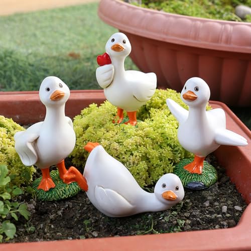 Garten Deko Draußen Figuren Frosch Blumentopf Landschafts Tier Dekoration, Mini Teich Deko Garten Rasen Zwerg,Dekofiguren Feen Micro Landscape Ornaments Gartendeko für Draußen Figuren (Ente) von DZAY