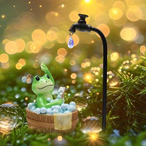 Garten Deko Draußen Figuren Frosch Blumentopf Landschafts Tier Dekoration, Mini Teich Deko Garten Rasen Zwerg,Dekofiguren Feen Micro Landscape Ornaments Gartendeko für Draußen Figuren (Frog) von DZAY
