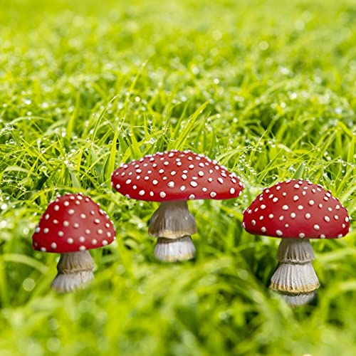 Garten Deko Pilzstatue Figur Fliegenpilz Deko 3er Set Terrakotta Pilze Fairy Garden Pilz Leuchtend,Glückspilz Set Zauberwald Glühen in der dunklen Mystischer Pilz Miniaturfiguren Feegarten von DZAY