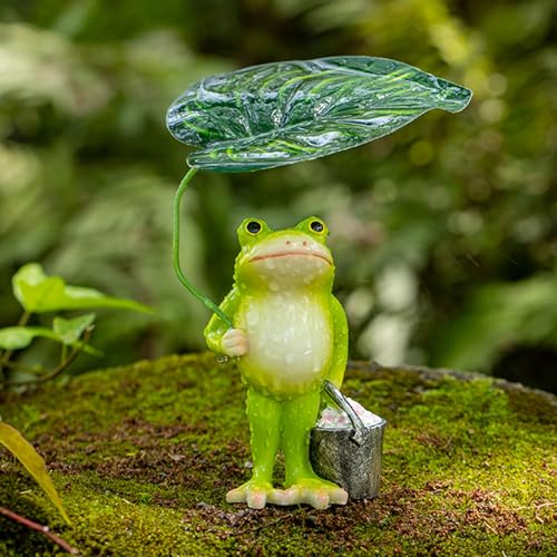 Gartendeko Figuren Draußen Frosch Deko,Garten Wetterfest Frösche Deko Figuren,Gartendeko Frosch Gartenfiguren,Tiere Dekofiguren Gartenfigur für Außen Harz Statue Balkon Terrasse Teiche Deko (Grün) von DZAY