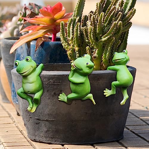 Gartendeko Frosch-Statue für den Außenbereich, Niedlichen Hängende Frösche Deko, 3 pcs Frosch-Statue für Miniatur-Garten, Blumentopf Aufhänger, Außendekoration für Hof, Rasen, Terrasse, Ornamente von DZAY