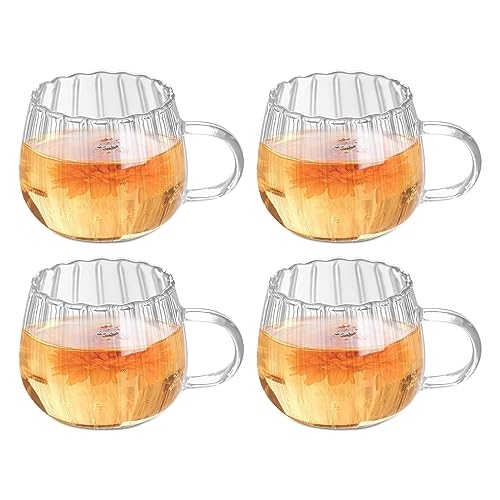 DZAY Halloween Kürbis Tasse, 400ml Herbst Glasbecher, Transparente Tasse mit Griff, Latte Macchiato Gläser Kaffeetassen, Espresso Kaffeetasse für Tee, Getränke, Erntedankfest, Geschenk von DZAY