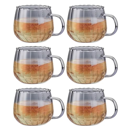 Halloween Kürbis Tasse, 400ml Herbst Kürbis Glasbecher, Transparente Tasse mit Griff, Latte Macchiato Gläser Kaffeetassen, Espresso Kaffeetasse für Tee, Getränke, Erntedankfest, Halloween Geschenk von DZAY