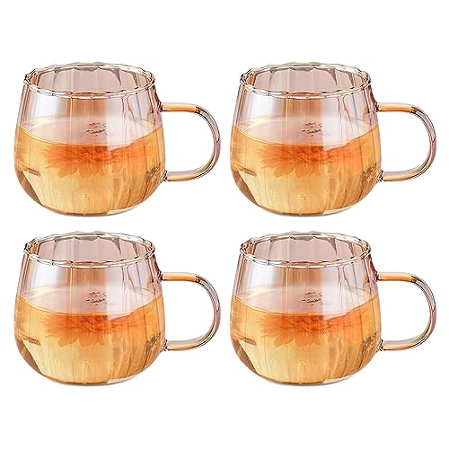 Halloween Kürbis Tasse, 400ml Herbst Kürbis Glasbecher, Transparente Tasse mit Griff, Latte Macchiato Gläser Kaffeetassen, Espresso Kaffeetasse für Tee, Getränke, Erntedankfest, Halloween Geschenk von DZAY