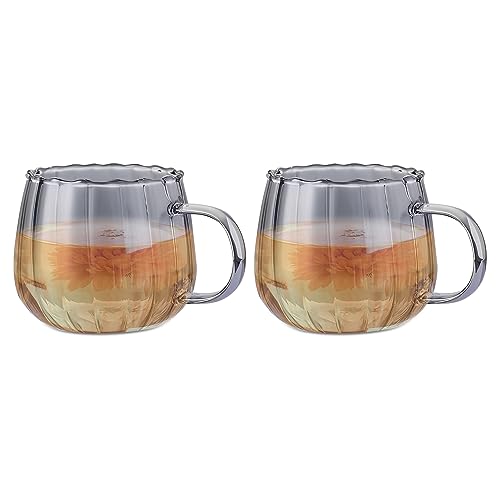 Halloween Kürbis Tasse, 400ml Herbst Kürbis Glasbecher, Transparente Tasse mit Griff, Latte Macchiato Gläser Kaffeetassen, Espresso Kaffeetasse für Tee, Getränke, Erntedankfest, Halloween Geschenk von DZAY