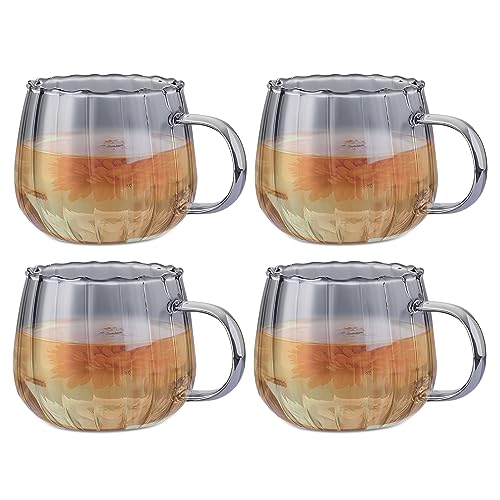 Halloween Kürbis Tasse, 400ml Herbst Kürbis Glasbecher, Transparente Tasse mit Griff, Latte Macchiato Gläser Kaffeetassen, Espresso Kaffeetasse für Tee, Getränke, Erntedankfest, Halloween Geschenk von DZAY