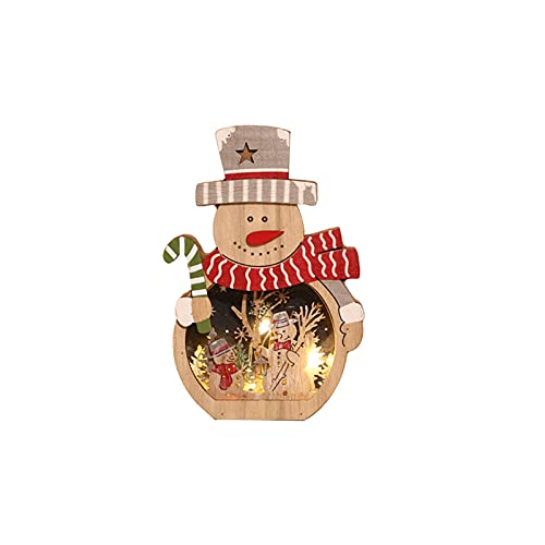 Holz Weihnachtsmann Figur Dekofiguren Weihnachten,Weihnachtsmann Nikolaus LED Schneemann Dekofigur,Holzfiguren Beleuchtung Tischdeko Weihnachten Weihnachts Deko Kinderzimmer Dekoration Ornamente (B) von DZAY