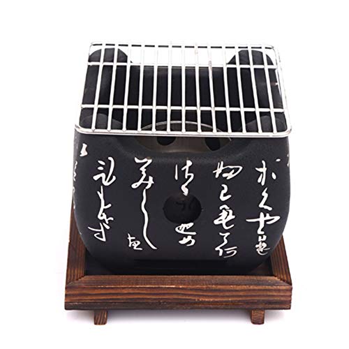 Holzkohlegrill Im Japanischen Stil, Tragbarer Rechteckig Tischgrill Mit Drahtgitter-Grill BBQ Schlammofen Mit Grillmatte, Mini Grill Faltbare Grill Für Garten Camping Park Festivals Party (Quadrat) von DZAY