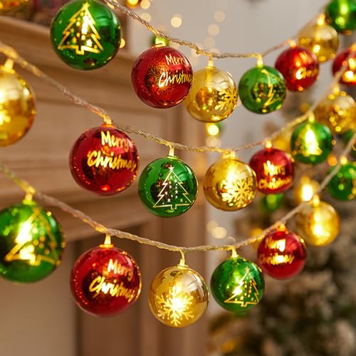 LED Lichterkette Weihnachtsbaum Weihnachtslicht mit Timer und Fernbedienung,1.5m 10 LEDs Weihnachtskugel Led Lichterketten Weihnachtsbaumschmuck Christbaumbeleuchtung Weihnachten Dekoration von DZAY