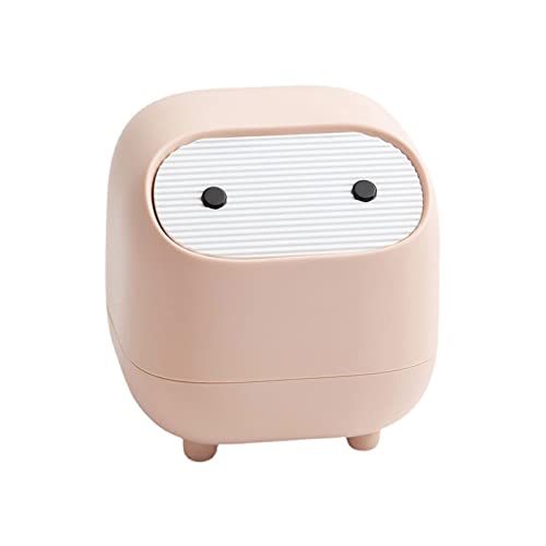 Mini Desktop Abfallbehälter Mini-Mülleimer,Tischabfalleimer mit Deckel,Presse Kosmetikeimer Tischmülleimer,Tragbarer Tisch Mülleimer Kosmetischer Abfallbehälter für Schreibtisch Küche Wohnzimmer (D) von DZAY