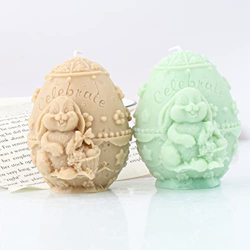 Ohren Hase Ostern Deko Figuren Silikon Kerzenform,Silikonform 3D Hase Fondant Silikon Ostereier Silikonformen für Kerzen Kaninchen Silikonform,DIY Seife,Kerzen,Keks,Schokoladenkuchen,Haus Dekoration von DZAY