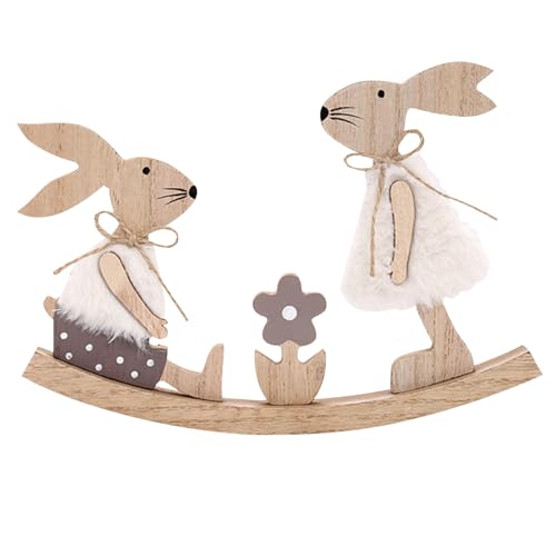 Osterhase Deko aus Holz Osterhasen Figuren Oster Deko Innen zum Osterdekoration,Osterdeko Holz Hase Dekofiguren für Ostern und Frühling zum Dekorieren,Deko Aufsteller für Tischdekoration von DZAY