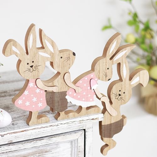 Osterhase Deko aus Holz Osterhasen Figuren Oster Deko Innen zum Osterdekoration,Osterdeko Holz Hase Dekofiguren für Ostern und Frühling zum Dekorieren,Deko Aufsteller für Tischdekoration von DZAY