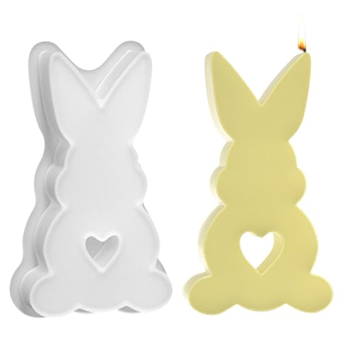 Ostern Kaninchen Silikonformen Gießformen,3D Kaninchen Osterhase Silikonform für Kerze Gips Aromatherapie Sojawachs Dekoration Kerze Ostern Hase Silikonform Ostern (03) von DZAY