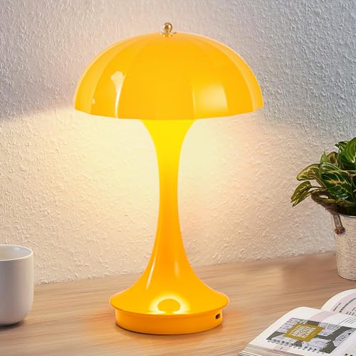 Pilz Lampe Kabellos Tischlampe,Flowerpot Lampe mit Touch 3 Helligkeitsmodi Schreibtischlampe,Dimmbar Pilzlampe LED Akku Tischleuchte Mushroom Lamp für Schlafzimmer,Büro,Bars,Restaurants Deko von DZAY