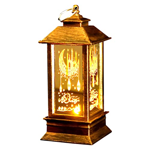 Ramadan Deko Kerzenlampe Windlicht,Ramadan Mubarak Dekoration LED Windlampe Kerzenständer,Ramadan Dekoration Laterne Windlichter für Umrah Mubarak Deko Haushaltslaterne von DZAY