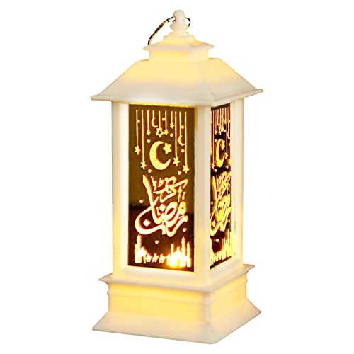 Ramadan Deko Kerzenlampe Windlicht,Ramadan Mubarak Dekoration LED Windlampe Kerzenständer,Ramadan Dekoration Laterne Windlichter für Umrah Mubarak Deko Haushaltslaterne von DZAY