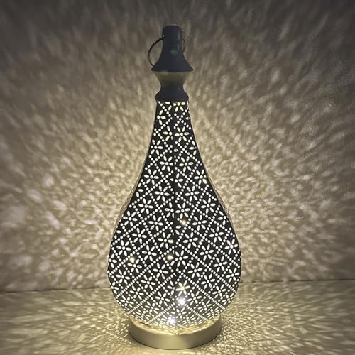 Ramadan Deko Laterne aus Metall Orientalische Lampe,Ramadan Tischdeko Marokkanisches Lampe mit Schatteneffekt Balkon Deko,Ramadan Dekoration Windlicht innen und außen Muslim Islam Dekolampe (04) von DZAY