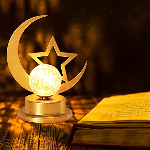 Ramadan Deko Mondlampe Schreibtischlampe,Ramadan Tischdeko Lichter Ramadan Dekoration,Eid Mubarak Tischdekoration LED Mond Stern Nachtlichter Schlummerleuchten Umrah Mubarak Deko von DZAY