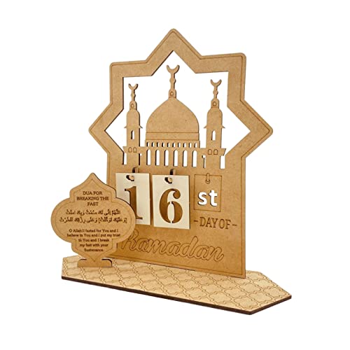 Ramadan Kalender Dekorative Adventskalender,Eid Mubarak Dekoration Ramadan Planer aus Acryl,Ramadan Deko Countdown Kalender Tischdekoration Wohnzimmer Ramadan Geschenke für Kinder (Holz 03) von DZAY