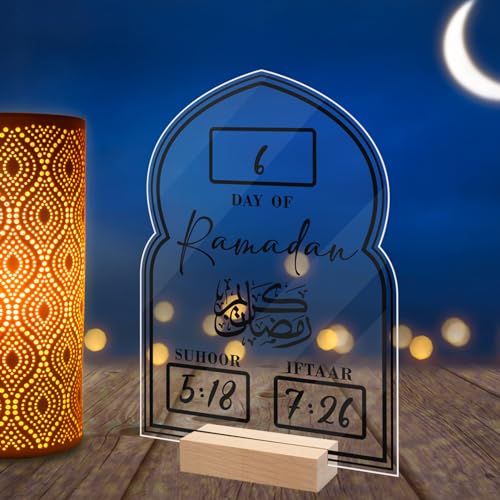 Ramadan Kalender Dekorative Adventskalender,Eid Mubarak Dekoration Ramadan aus Acryl Countdown Kalender Ornament Gebet Ramadan,Mubarak Deko Wohnzimmer Ramadan Geschenke für Kinder (03) von DZAY