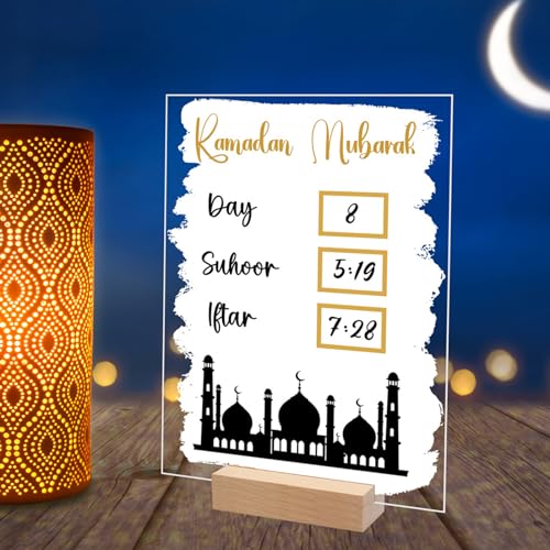 Ramadan Kalender Dekorative Adventskalender,Eid Mubarak Dekoration Ramadan aus Acryl Countdown Kalender Ornament Gebet Ramadan,Mubarak Deko Wohnzimmer Ramadan Geschenke für Kinder (04) von DZAY
