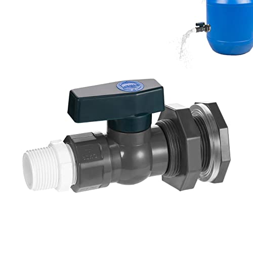 Regentonne Wasserhahn 3/4 Zoll,PVC Regentonne Auslaufhahn Schlauchanschluss Tankdurchführung für Regenwassertonne Verbindungs Set mit Schottverschraubung und Schlauchadapter (3/4 Zoll) von DZAY