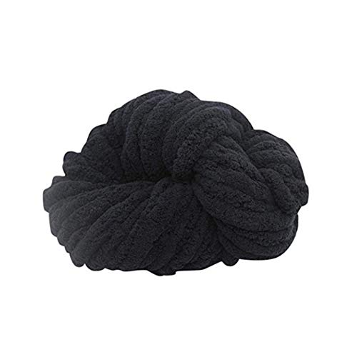 Roving Häkeln Wolle Garn Wool Yarn chunky Wolle Garn,18m DIY Handstricken Roving Decke Roving Häkeln Garn,Stricken Dicke Wolle zum Häkeln Perfekt für Weberei Pet Nests Quilts Kissen Mats (Schwarz) von DZAY