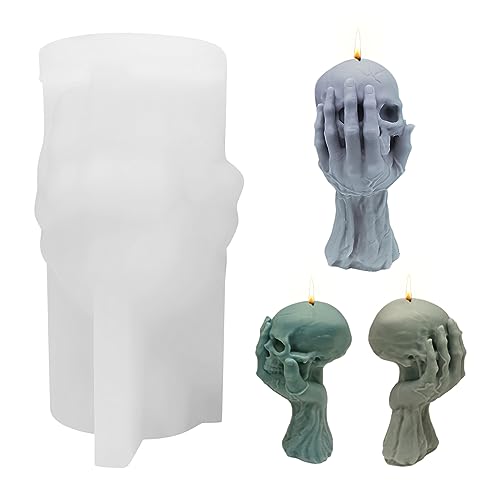 Schädel In Handform Kerzenform Silikon,Halloween 3D Schädel Hand Kerzen Gießform Halloween Deko für Handwerk Horror Geisterklaue Silikonform Ornamente,Duftkerze,Seife Silikonharz Form Schädel In Handform Kerzenform Silikon,Halloween 3D Schädel Hand Kerzen Gießform Halloween Deko für Handwerk Horror Geisterklaue Silikonform Ornamente,Duftkerze,Seife Silikonharz Form von DZAY