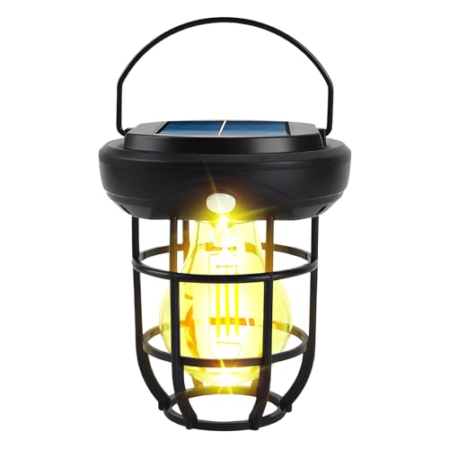 Solarlampen für Außen Hängend Solarleuchten Outdoor,IP65 Wasserdicht Metall Solar Laternen mit LED Glühbirne,Lampions Außen Wetterfest Solarleuchten für Garten Deko Draußen Balkon Beleuchtung (1) von DZAY