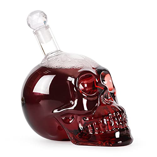 Totenkopfkaraffe aus Glas Whisky Decanter Whisky Karaffe,Totenkopf Dekanter Geschenkset Skelett Halloween Geschenkset 350/550ml Totenkopf-Karaffe aus Glas Skull Globus-Dekanter Totenkopf glas (550ML) von DZAY