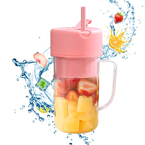 Tragbarer Mixer Smoothie Maker 420ml Flasche Shake Mixer mit USB Wiederaufladbarer 1500mAh Blender Elektrisch Mini Standmixer mit 6 Klingen Saftbecher für Saft Babynahrung,Fitnessstudio,Reisen von DZAY