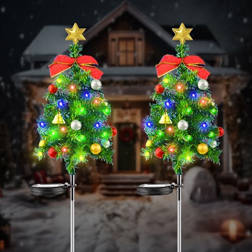 Weihnachtsdeko Garten Weihnachtsbeleuchtung Außen Solar Weihnachtsdeko Aussen,2 Stück Solarleuchten für Außen Weihnachtliche Wegbeleuchtung,8 Modi Solarlampen für Garten Rasen Terrasse (Xmas) von DZAY