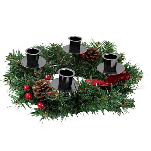 Weihnachtsdeko Innen Adventskranz Metall für 4 Kerzen Weihnachtsgesteck,Weihnachten Deko Kerzenständer Metall Modern Weihnachtskranz Tisch Kerzenhalter,Adventskranz Teelichter (Schwarz) von DZAY