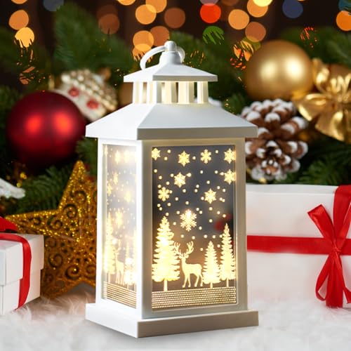 Weihnachtsdeko Laternen für Draußen Windlicht Kerzenlaterne,Weihnachtsdekoration Kerzenhalter Kerzenständer Kerzenlampe Deko Weihnachten für Hochzeitsfeier Hof Terrasse Tischdekoration (01) von DZAY