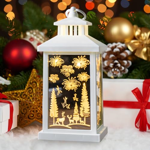 Weihnachtsdeko Laternen für Draußen Windlicht Kerzenlaterne,Weihnachtsdekoration Kerzenhalter Kerzenständer Kerzenlampe Deko Weihnachten für Hochzeitsfeier Hof Terrasse Tischdekoration (02) von DZAY